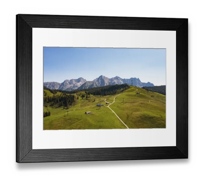 Framed Print : Drone shot, Hochalm, Loferer Alm with view to the Loferer Steinberge