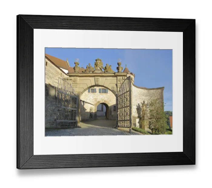 Framed Print : Entrance with archway to the Romanesque Comburg monastery complex Framed Print : Entrance with archway to the Romanesque Comburg monastery complex