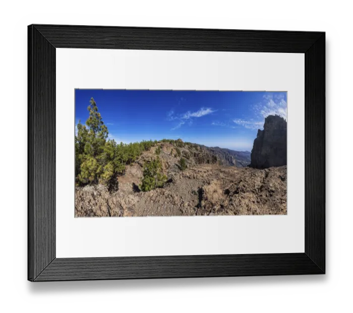 Framed Print : View from El Campanario to the summit of Pico de las Nieves
