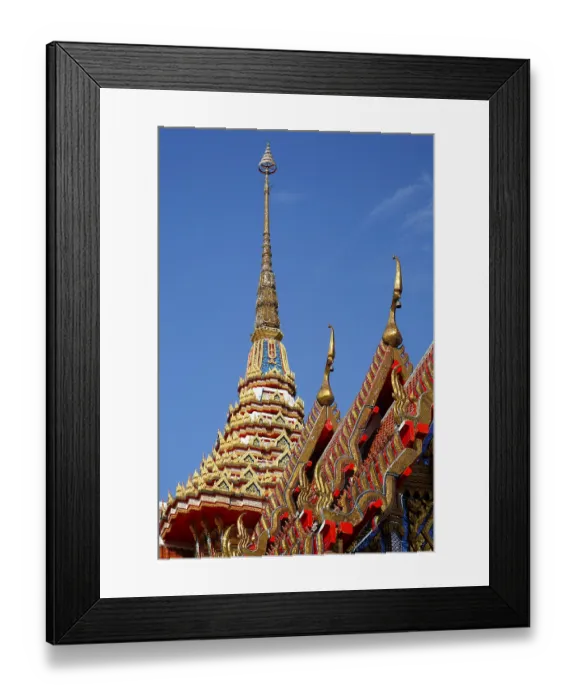 Framed Print : Ornate gable and spire, Wat Chalong temple Framed Print : Ornate gable and spire, Wat Chalong temple