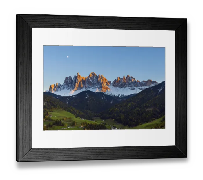 Framed Print : Catinaccio, Rosengarten, at Dusk with Moon