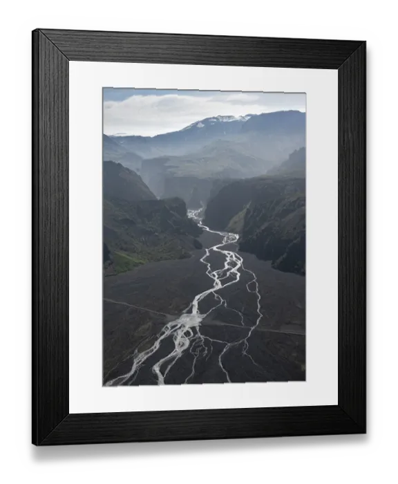 Framed Print : View into mountain valley with river Hvanna Framed Print : View into mountain valley with river Hvanna