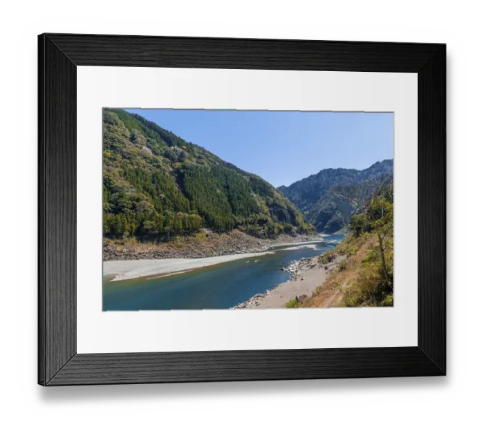 Framed Print : Kumano river flows through wide valley