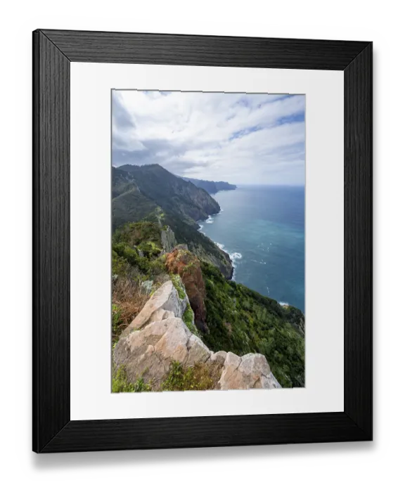 Framed Print : View of cliffs and mountains overgrown with forest