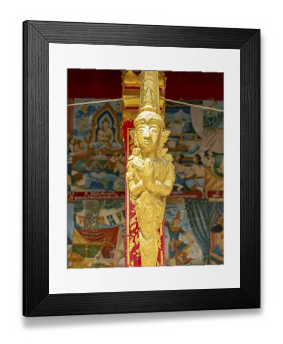 Framed Print : Gilded deity statue, Wat Phonxay Framed Print : Gilded deity statue, Wat Phonxay