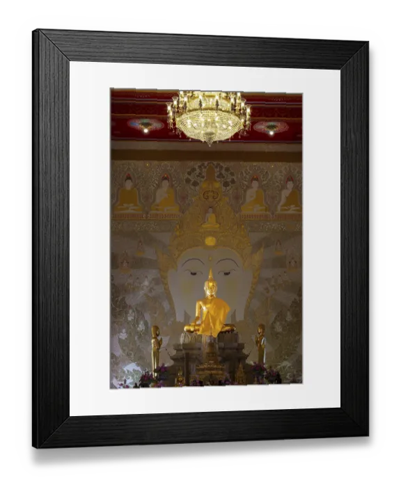 Framed Print : Golden Buddha statue with tunic