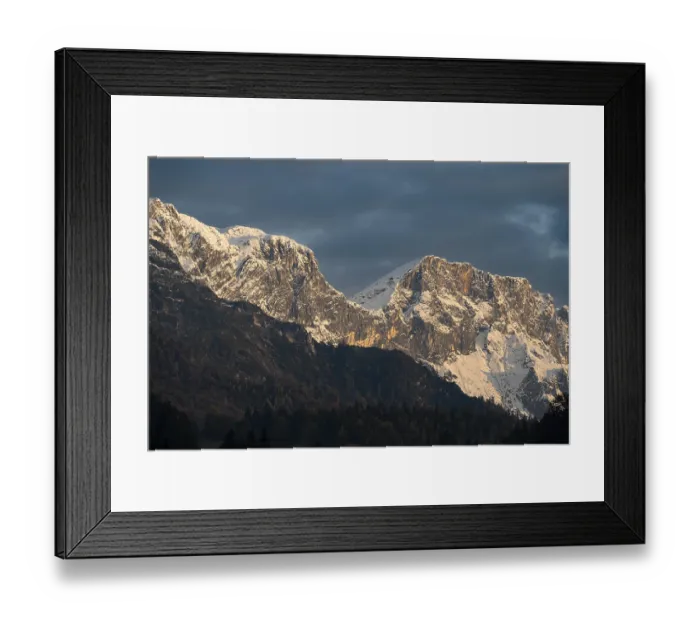Framed Print : Mountain peak of the Untersberg at sunrise