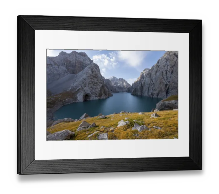 Framed Print : Mountain lake Kol Suu, Sary Beles Mountains Framed Print : Mountain lake Kol Suu, Sary Beles Mountains