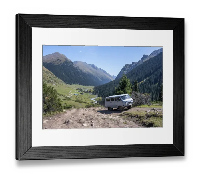 Framed Print : UAZ Buchanka, Russian off-road vehicle on 4x4 track