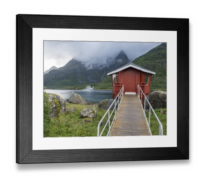 Framed Print : Cabin on the campsite at Raften at the Raftsund