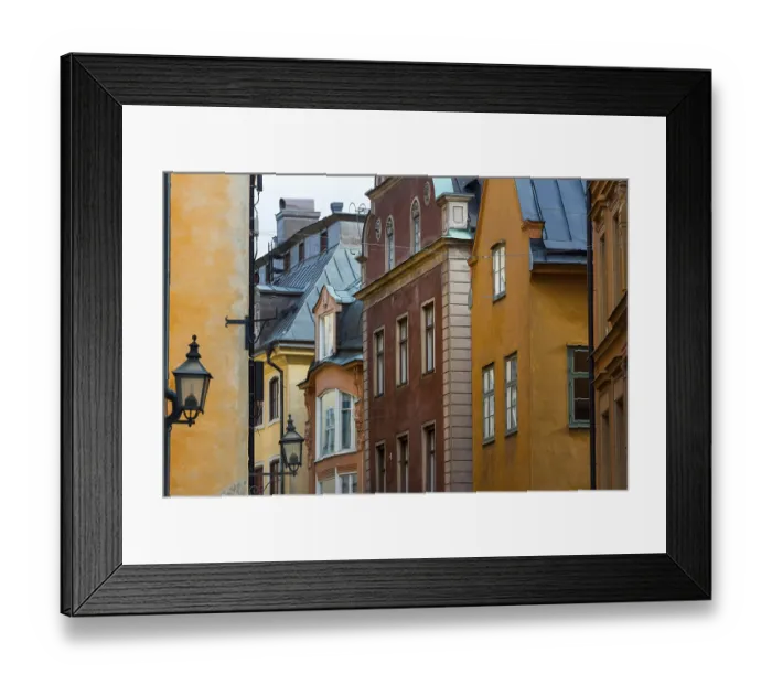 Framed Print : Houses in an alley of Gamla Stan