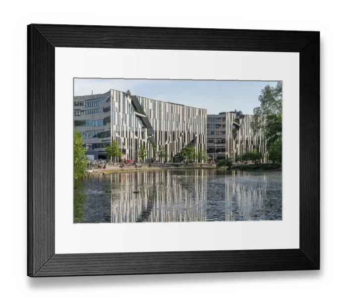Framed Print : Modern architecture of the Koe-Bogen building complex