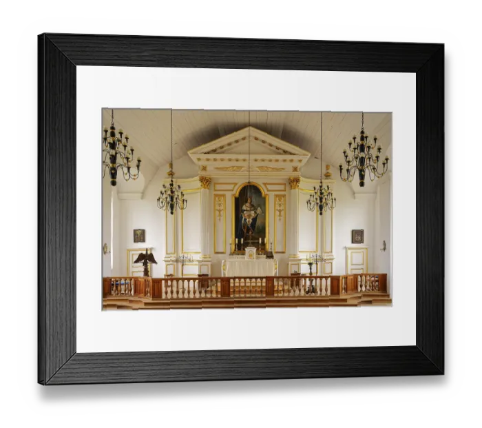 Framed Print : Fortress Louisburg Interior Altar Chapel Sydney Canada