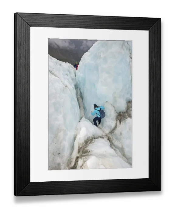 Framed Print : Mountaineer on glacier, Fox Glacier