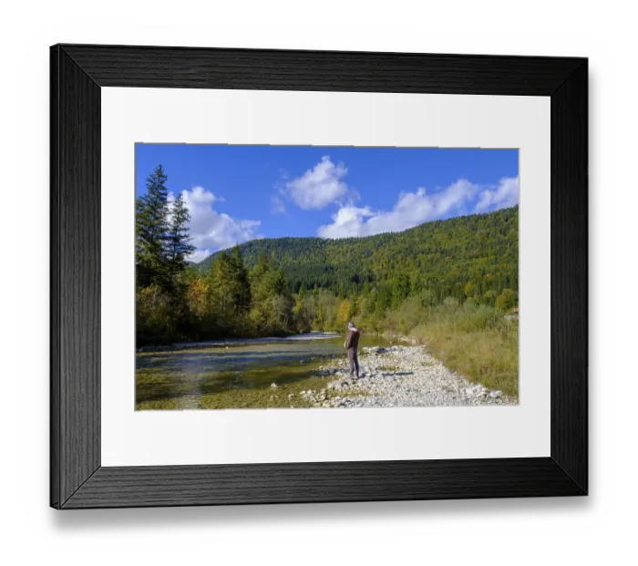 Framed Print : Hiker at the Jachen, Jachenau, Toelzer Land