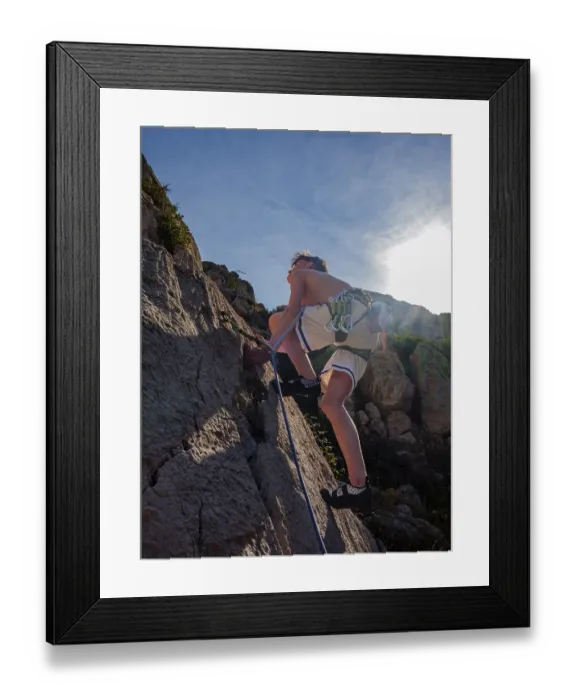 Framed Print : Young climber leading a sport climbing route in the Belove Stene area Framed Print : Young climber leading a sport climbing route in the Belove Stene area
