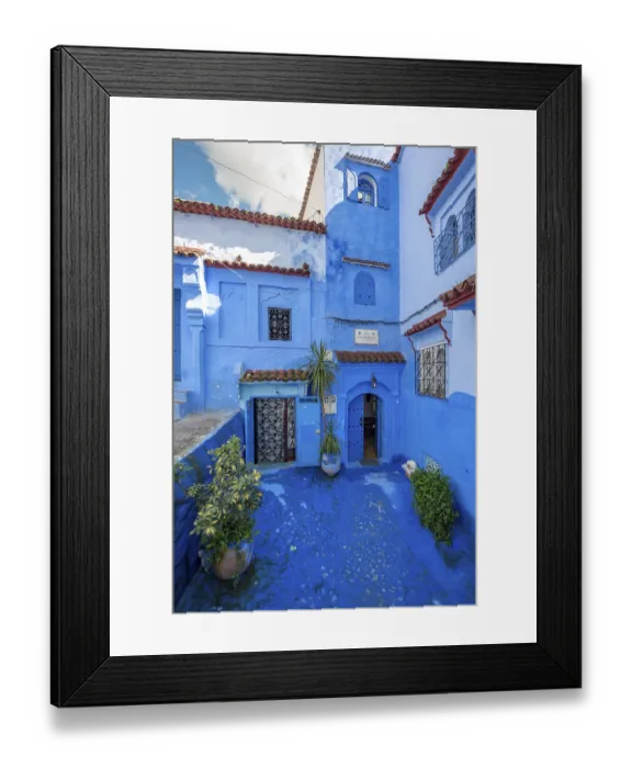 Framed Print : House entrance, blue houses, Medina of Chefchaouen