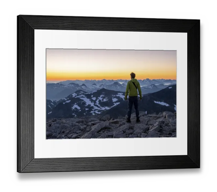 Framed Print : Hikers at the top of Skala, view of mountain panorama Framed Print : Hikers at the top of Skala, view of mountain panorama