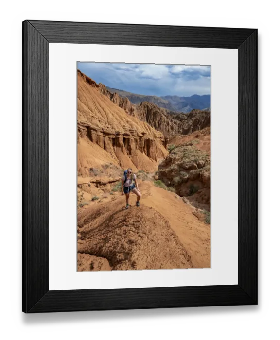 Framed Print : Mountaineer on a mountain ridge