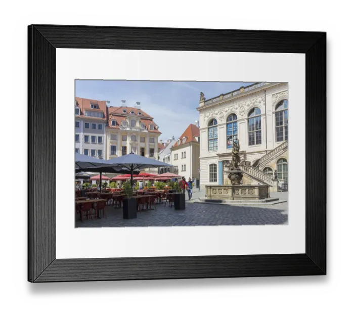 Framed Print : Historic buildings at the Juedenhof in front of the Transport Museum