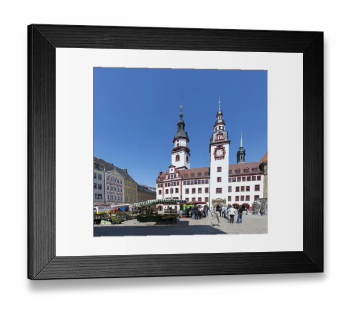 Framed Print : Tower of St James Church and Old Town Hall on the market square Framed Print : Tower of St James Church and Old Town Hall on the market square