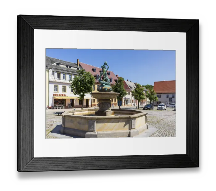 Framed Print : Centaurenbrunnen fountain on the market square in Frohburg
