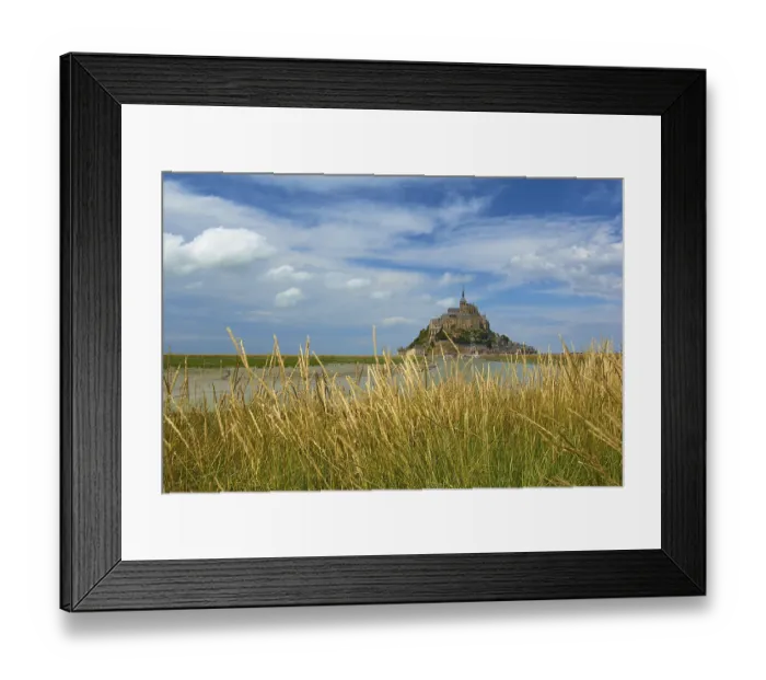 Framed Print : Picturesque view of Mont Saint-Michel on an island with medieval architecture