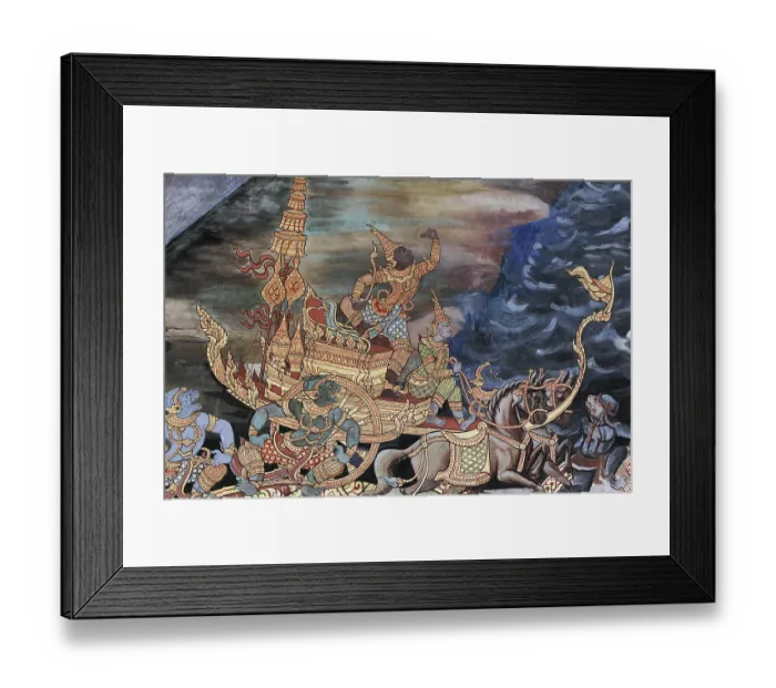Framed Print : King Rama on his chariot, scene from Ramakia