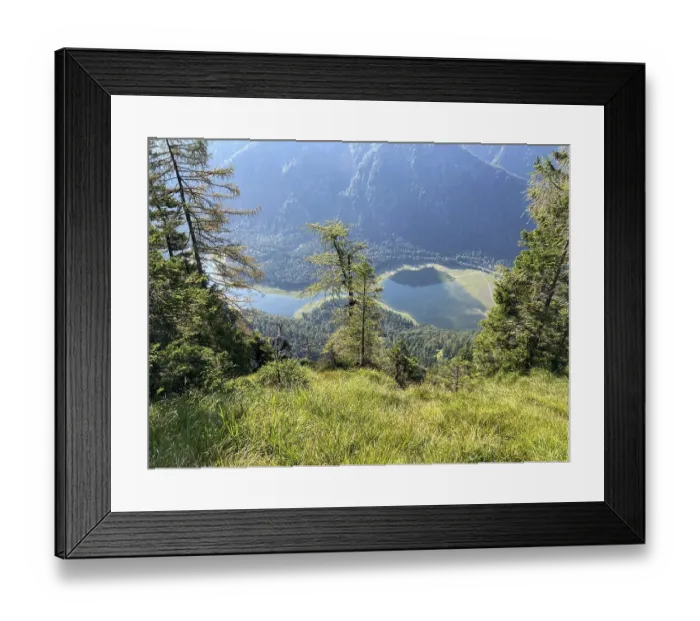 Framed Print : Deep view of the Mittersee and Loedensee lakes near Ruhpolding
