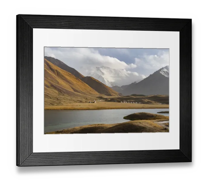 Framed Print : Lake, Lenin Peak, Pamir Mountains
