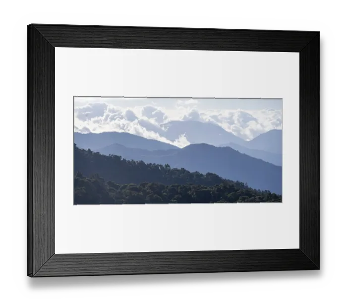 Framed Print : View of hills with cloud forest
