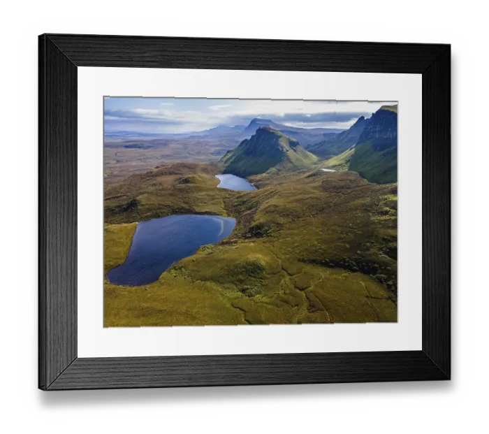 Framed Print : Aerial of the rugged mountain landscape of the Quiraing