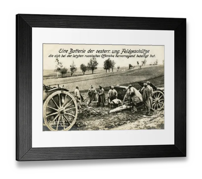 Framed Print : A battery of the Austro-Hungarian field guns which played an outstanding part in the last Russian offensive Framed Print : A battery of the Austro-Hungarian field guns which played an outstanding part in the last Russian offensive