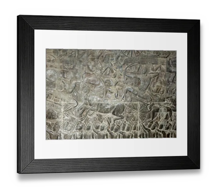 Framed Print : Part of the bas-relief in the West Gallery depicting scenes of the battle of Kurukshetra from the Hindu epic
