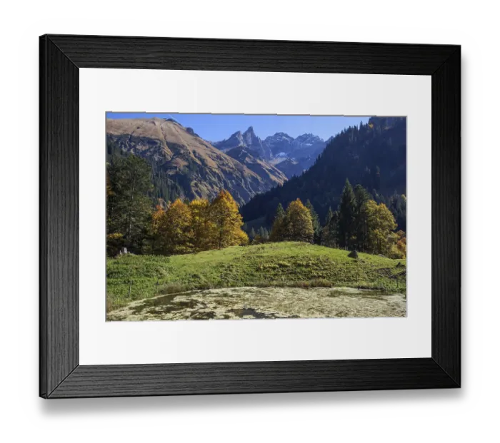 Framed Print : Pond and autumn forest, near Buchrainer-Alpe Framed Print : Pond and autumn forest, near Buchrainer-Alpe