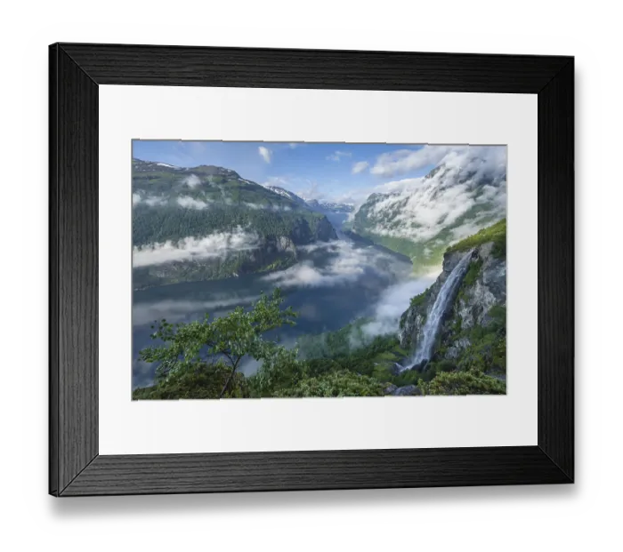 Framed Print : Waterfall Gjerdefossen, at Ornesvingen viewpoint