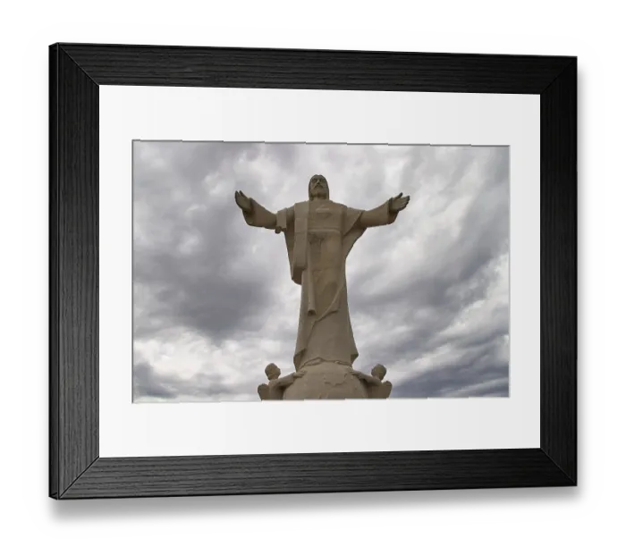 Framed Print : Artenara, statue of Christ, frontal from below Framed Print : Artenara, statue of Christ, frontal from below