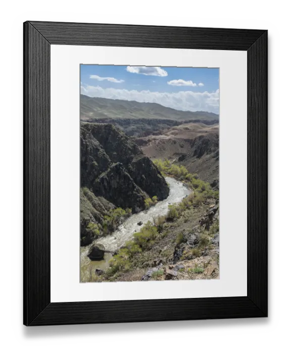Framed Print : Aerial of the Charyn gorge and river