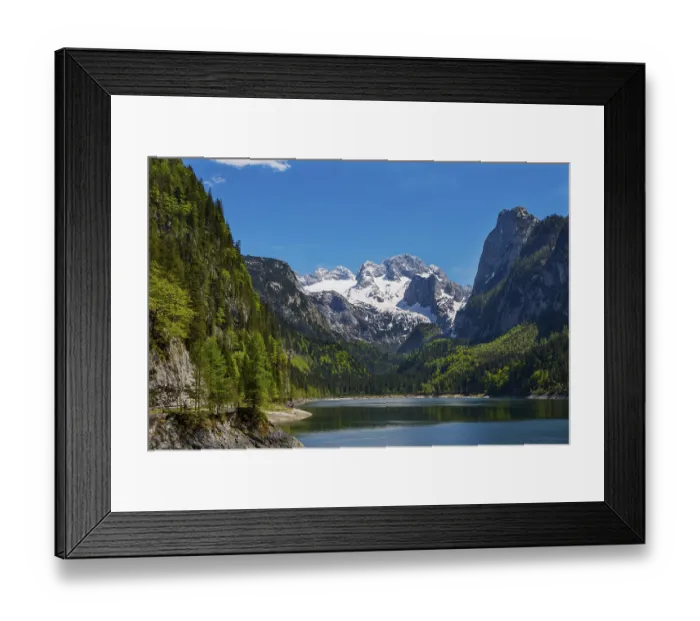 Framed Print : Hiking trail at the Gosausee, Dachstein massif