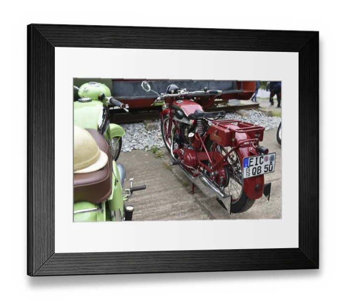 Framed Print : Motorbike Oldtimer Standard and Jawa at a classic car meeting in Benneckenstein in the Harz Mountains