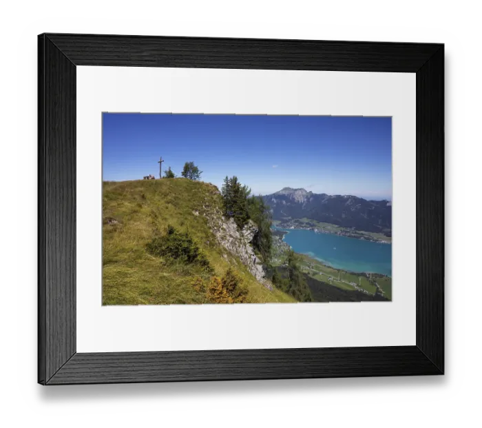 Framed Print : View from the summit of the Bleckwand to the Wolfgangsee