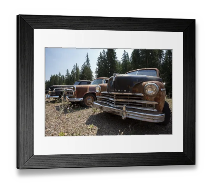 Framed Print : Oldtimer, Plymouth, scrap cars