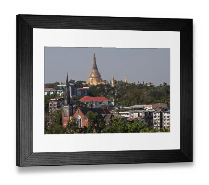 Framed Print : View of the Shwedagon Pagoda, Yangon