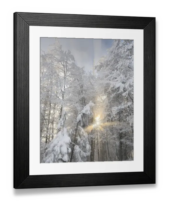 Framed Print : Sun rays in a light mist, Mt. Unterberg