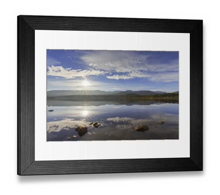 Framed Print : Loch Morlich and Cairngorm Mountains