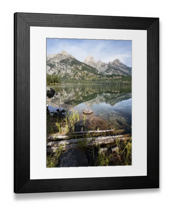 Framed Print : Reflection in Taggart Lake, view of the Teton Range Framed Print : Reflection in Taggart Lake, view of the Teton Range