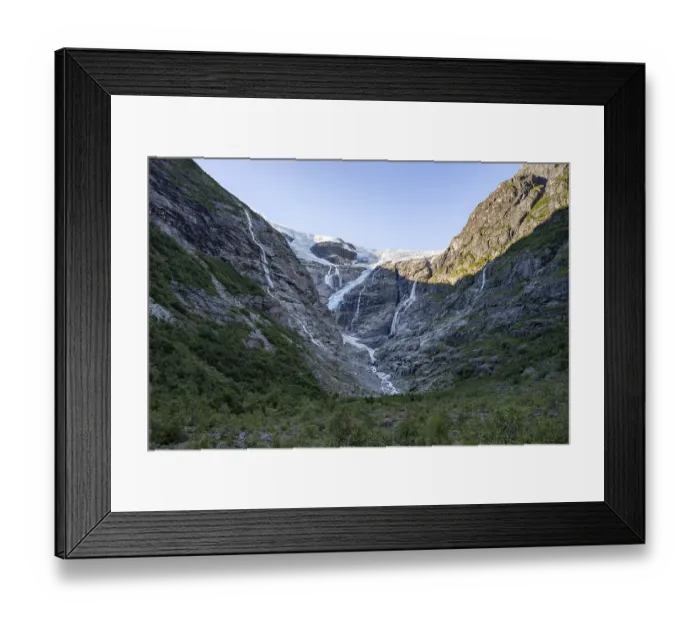 Framed Print : Waterfalls at the glacier tongue Kjenndalsbreen Framed Print : Waterfalls at the glacier tongue Kjenndalsbreen