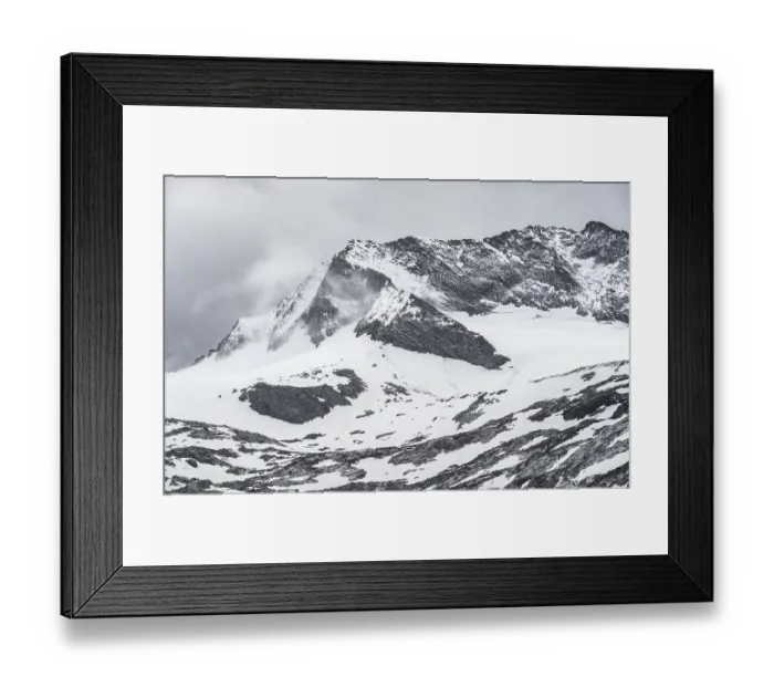 Framed Print : Gletscher Schlegeiskees, Schnee bedeckte Berggipfel Framed Print : Gletscher Schlegeiskees, Schnee bedeckte Berggipfel