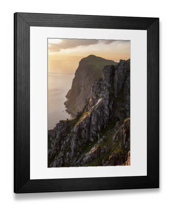 Framed Print : Dusk, view from the top of Ryten to the sea and mountains Framed Print : Dusk, view from the top of Ryten to the sea and mountains