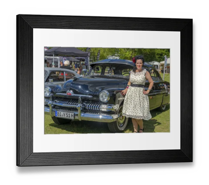 Framed Print : American vintage Ford Mercury with a woman
